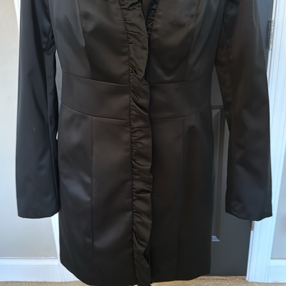 Black shiny dressy jacket. White House Black Market Size 6. Barely worn. - Picture 3 of 11